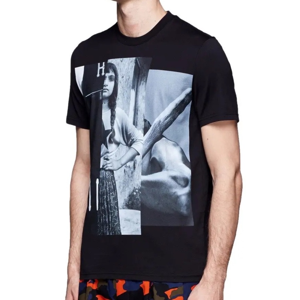 Givenchy SS 2014 Monochrome Black Statement T-shirt Paneled Print Graphic XS